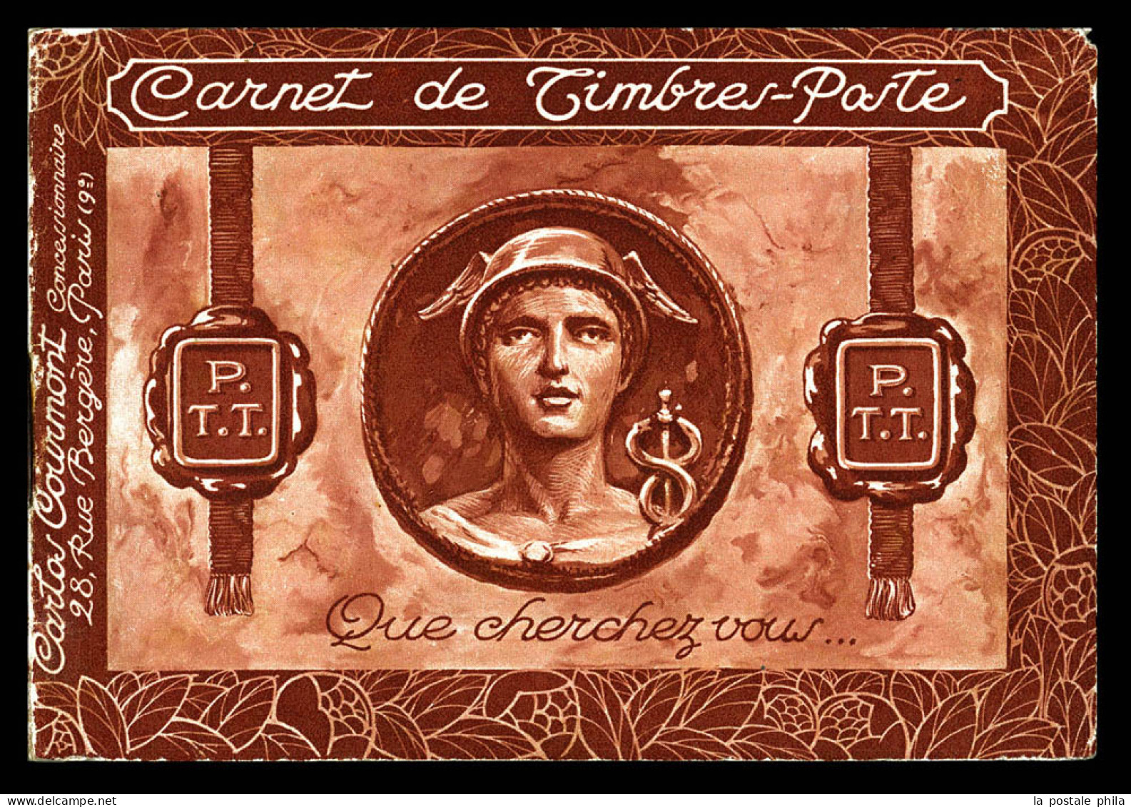 ** N°199-C12am, Couverture Tête De Mercure En Marron, Timbres Annulés De L'agence Comptable Cachet Ondulé Violet De Pari - Alte : 1906-1965