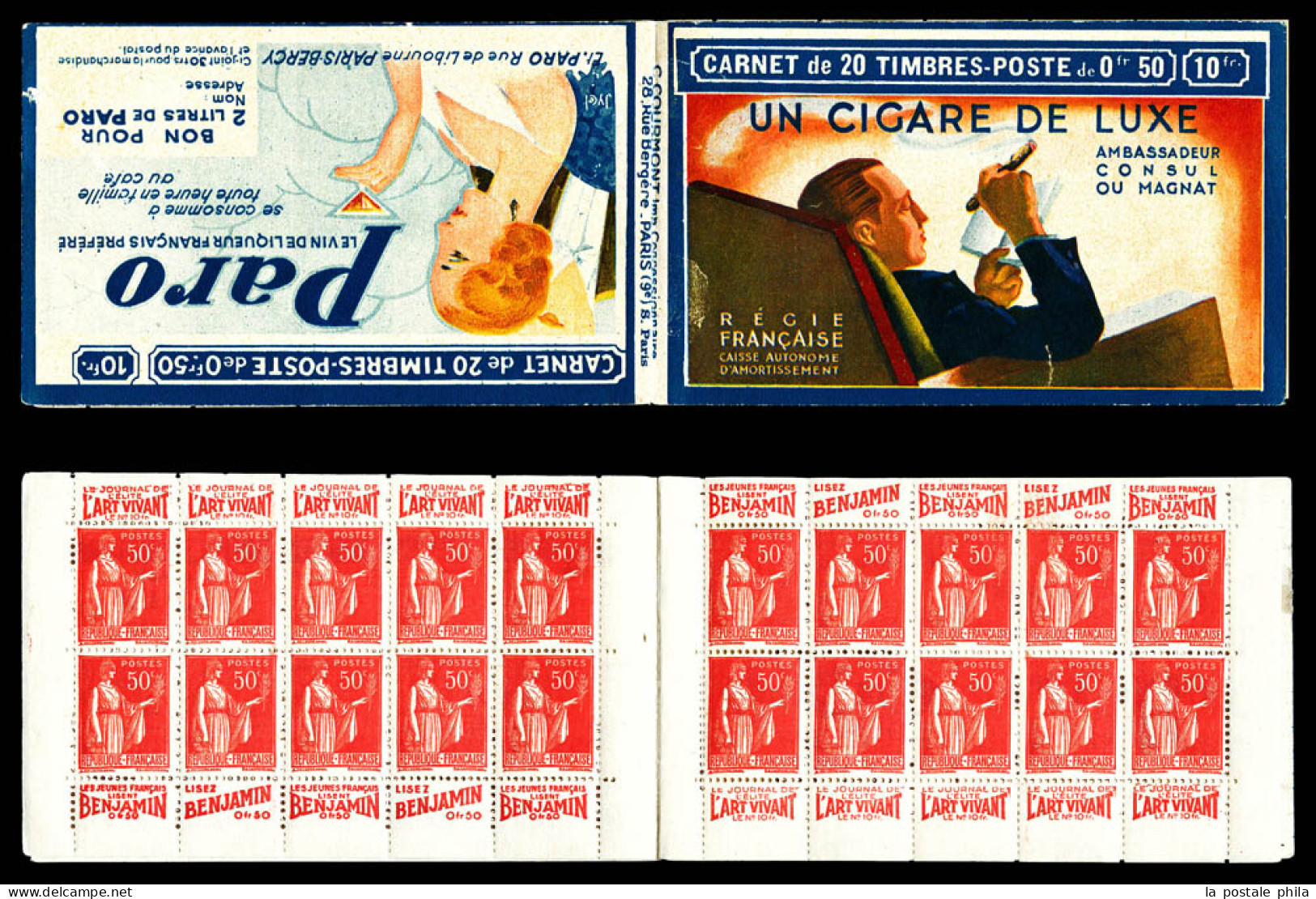 ** N°283-C3, Série PARIS-B, VIN PARO Et CIGARE DE LUXE, Petites Adhérences Sinon TB. R.  Qualité: ** - Old : 1906-1965