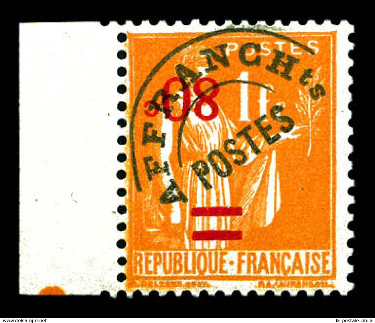 * N°74a, 80c Sur 1F Orange, Quasi **, Surcharge Renversée, Bdf. SUP (signé Calves/certificat)  Qualité: *  Cote: 450 Eur - 1893-1947