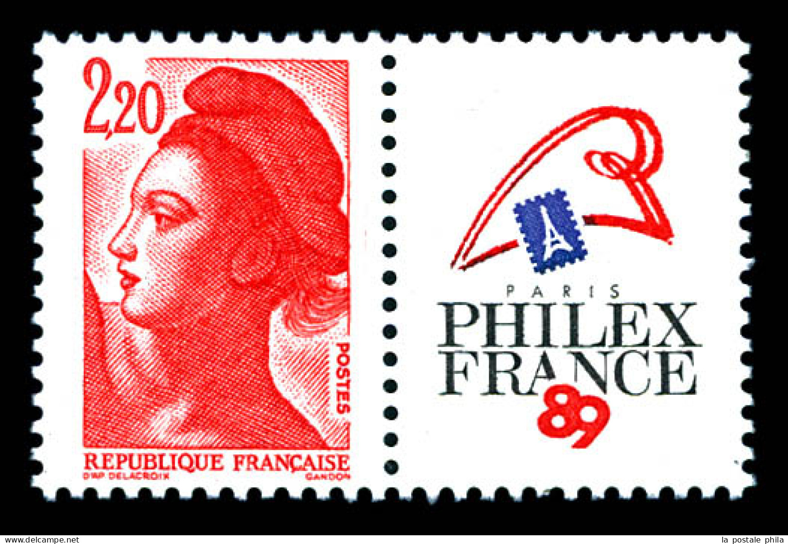 ** N°2461b, Philexfrance 2f20 Liberté, Sans Phosphore. TB (signé Calves/certificat)  Qualité: **  Cote: 950 Euros - Unused Stamps