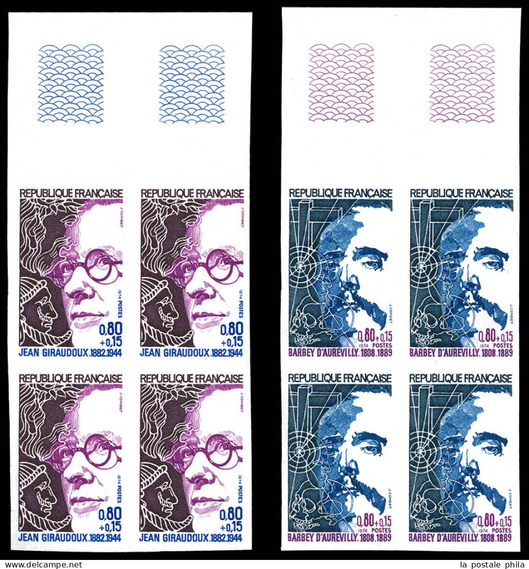 ** N°1822/23, Paire Personnages Célèbres De 1974 En Blocs De 4 Bdf. TB  Qualité: **  Cote: 160 Euros - 1971-1980