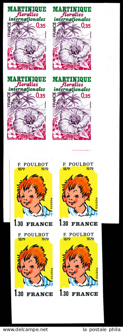 ** Année 1979, 7 Timbres En Blocs De Quatre NON DENTELES, SUP  Qualité: **  Cote: 1198 Euros - 1971-1980