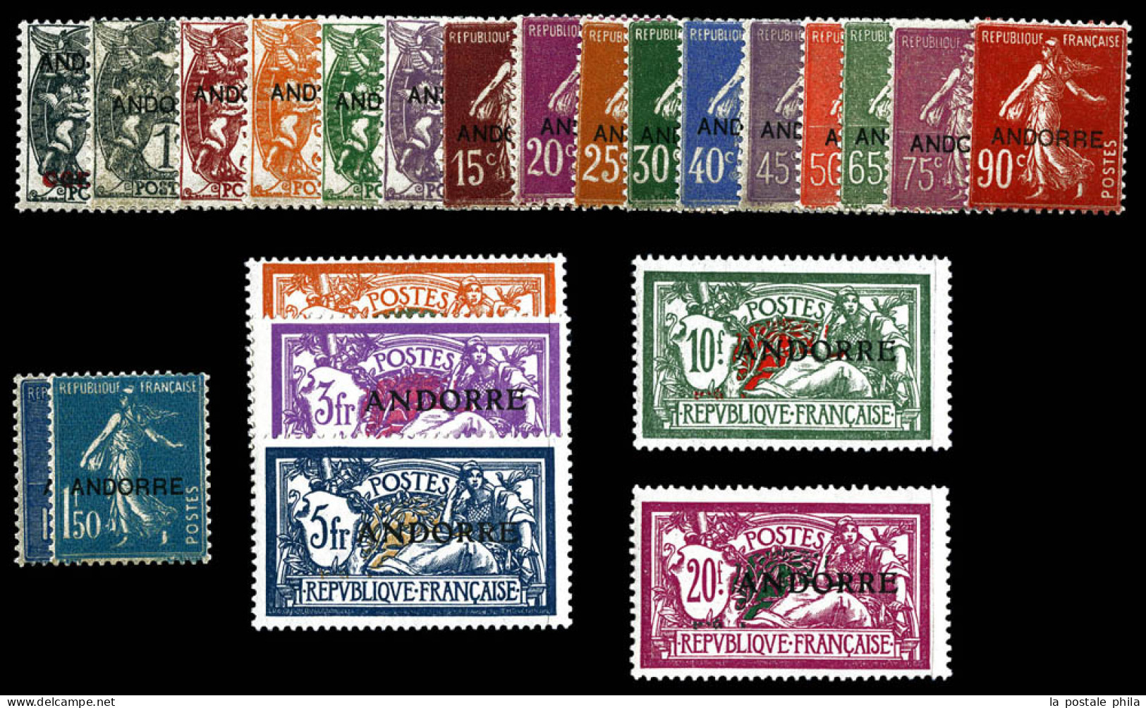 ** N°1/23, Série Timbres De France Surchargés, Les 23 Valeurs, SUP (certificat)  Qualité: **  Cote: 2700 Euros - Coil Stamps