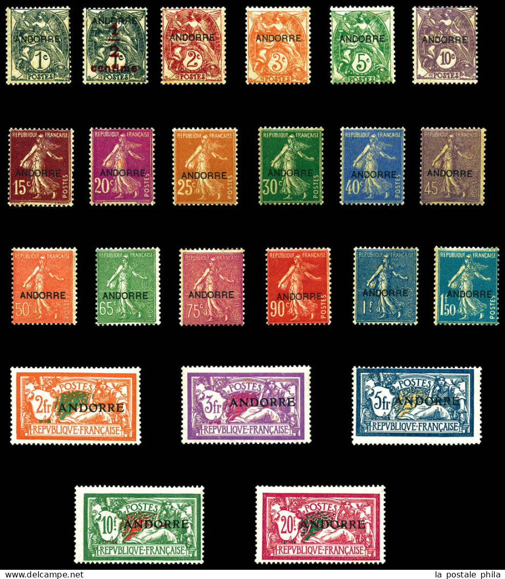 * N°1/23, Première Série Surchargée Andorre. TB (certificat)  Qualité: *  Cote: 1375 Euros - Coil Stamps