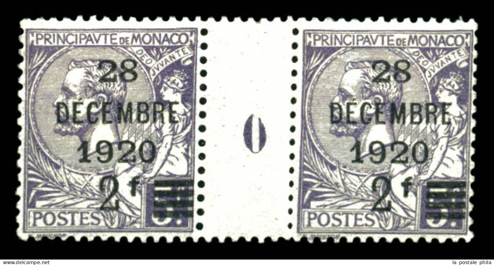 ** N°50, 2f Sur 5f Violet En Paire Millésime '0'. TB  Qualité: **  Cote: 325 Euros - Unused Stamps