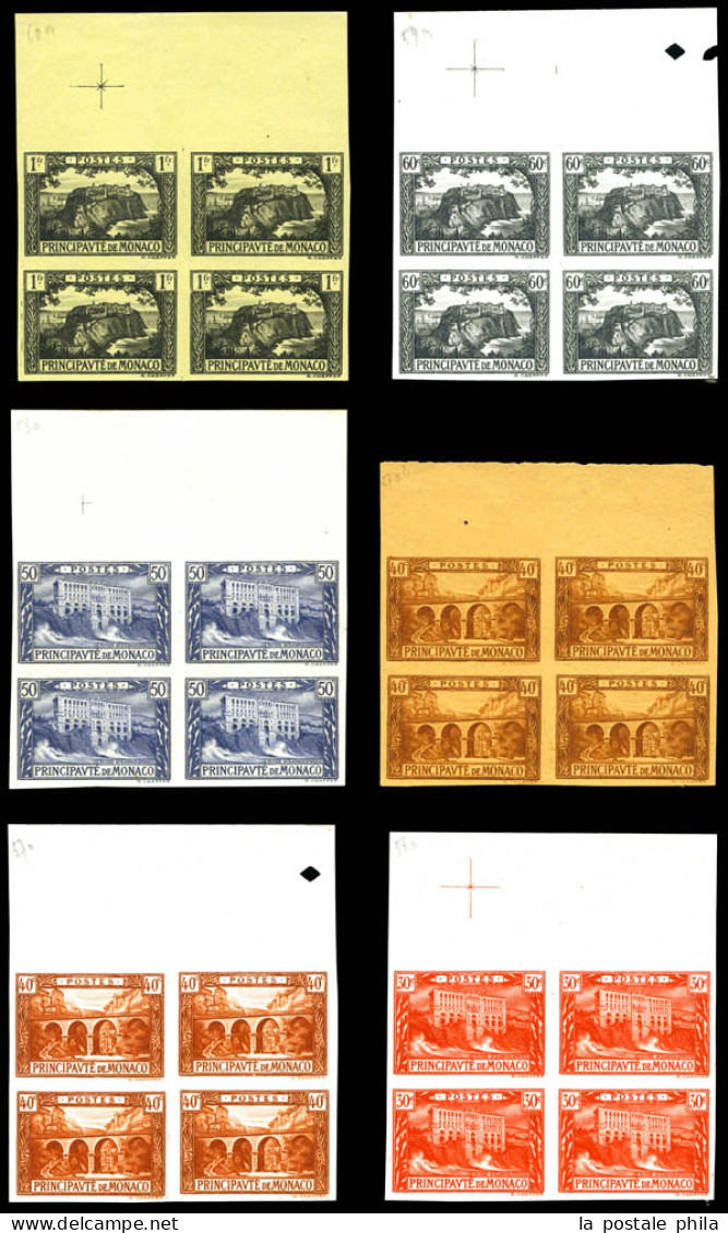 (*) N°56/64, Vues De La Principauté En Blocs De 4. Non Dentelés. TTB. R. (certificat)  Qualité: (*)  Cote: 4000 Euros - Unused Stamps
