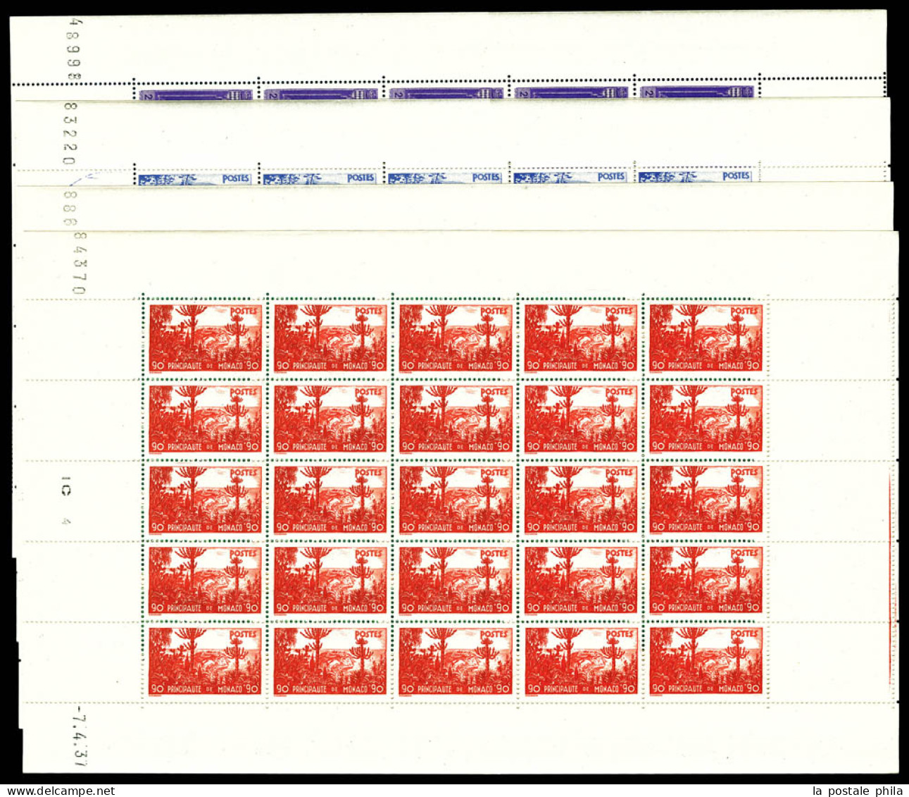 ** N°135/139, Série Jardins De La Principauté Et Effigie En Feuilles Complètes De 25 Exemplaires. TTB  Qualité: **  Cote - Unused Stamps