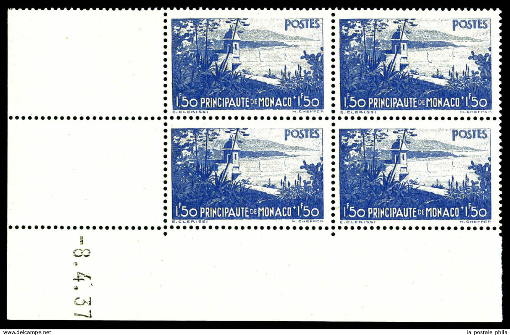 ** N°135/139, Série Jardins De La Principauté Et Effigie En Blocs De 4 Cdf Daté. TTB (certificat)  Qualité: **  Cote: 12 - Unused Stamps