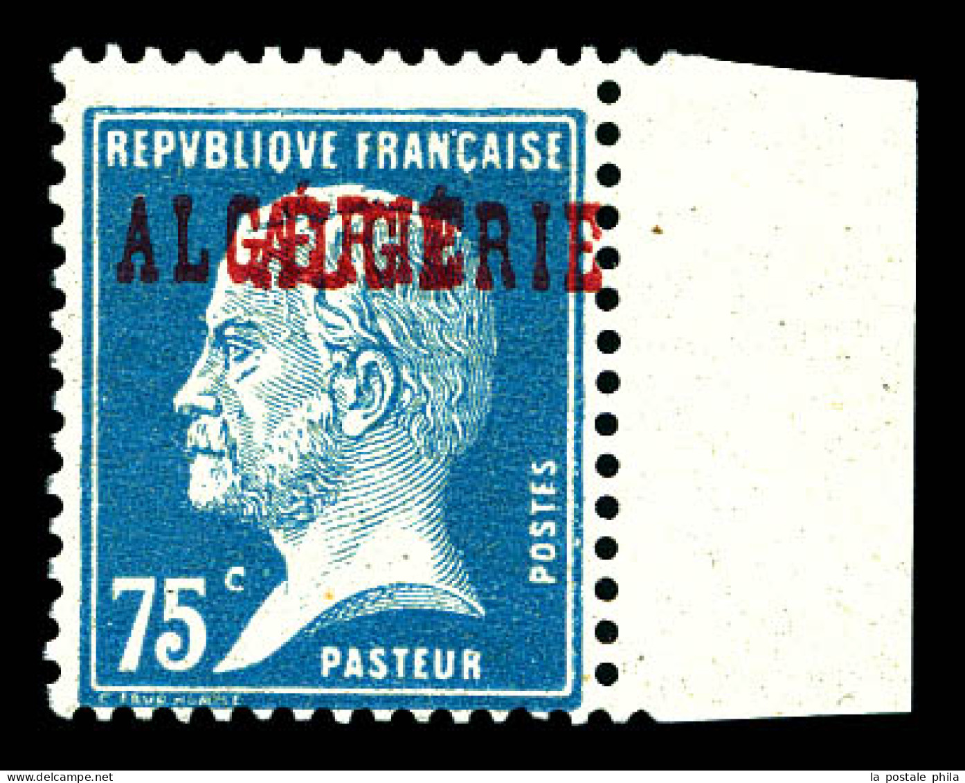 ** N°26a, 75c Pasteur: Double Surcharge, Bdf. TTB (signé Calves/certificat)  Qualité: **  Cote: 585 Euros - Unused Stamps