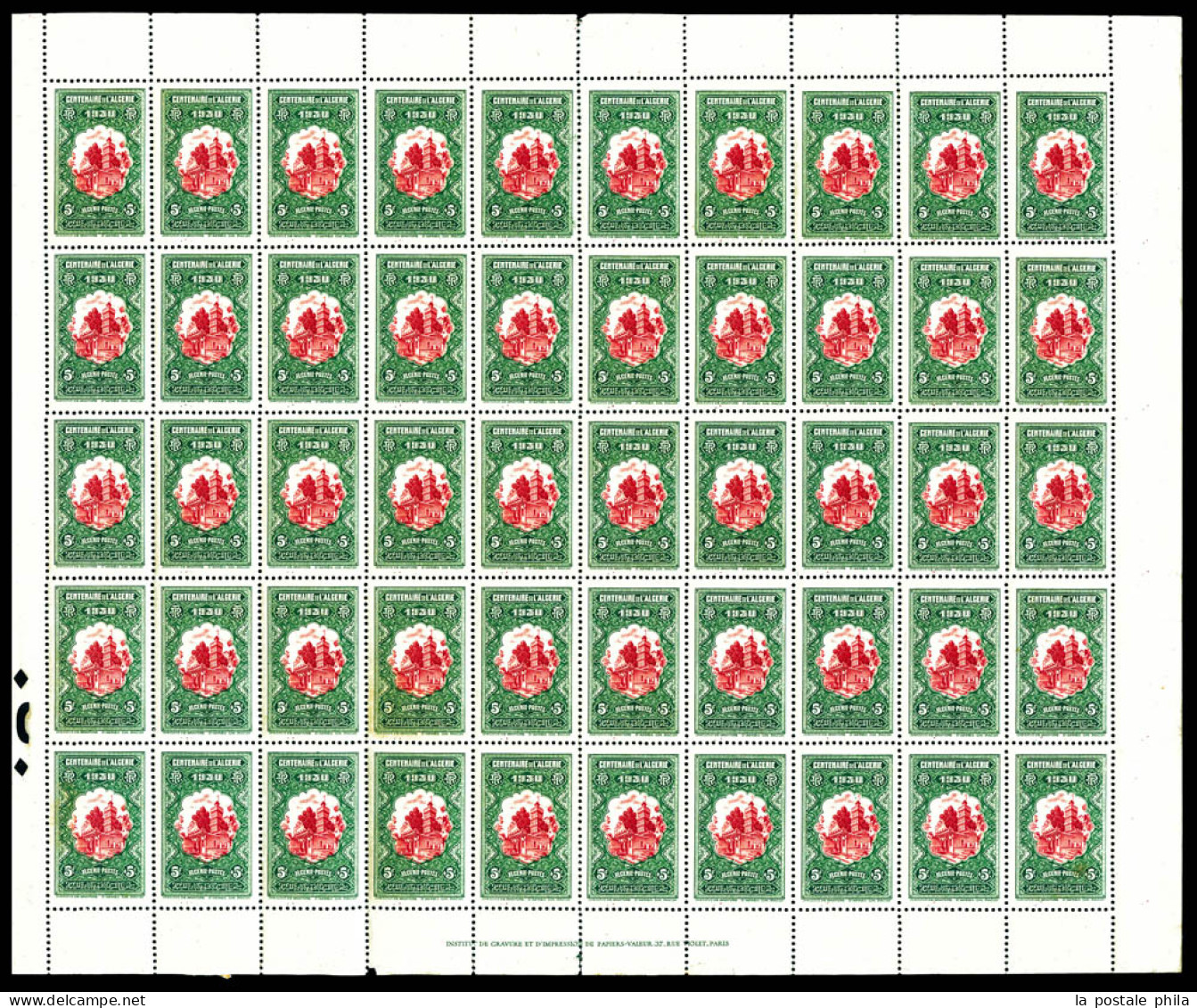 ** N°87/99, Série Centenaire De L'Algérie En Feuilles Completes De 50 Exemplaires Très Bon Centrage, Fraîcheur Postale.  - Unused Stamps