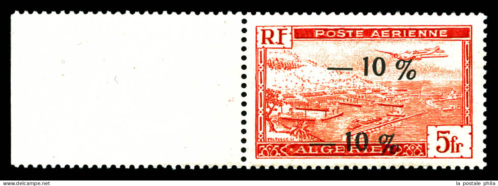 ** Poste Aérienne N°1Aa, 5f Rouge: Double Surcharge, Bord De Feuille. SUP. R. (certificat)  Qualité: **  Cote: 1800 Euro - Poste Aérienne