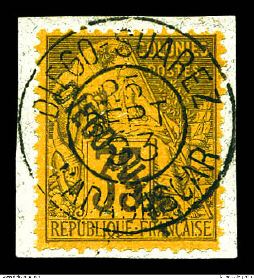 O N°22, 35c Violet-noir Sur Jaune Sur Son Support, TTB (signé Calves/certificat)  Qualité: Oblitéré  Cote: 1100 Euros - Used Stamps