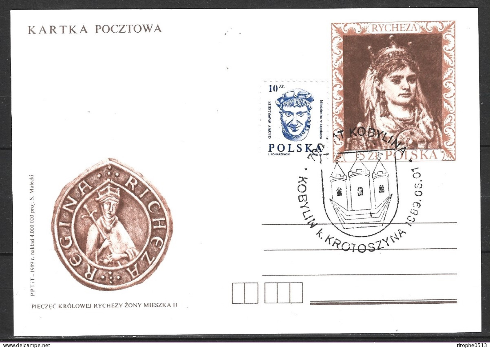 POLOGNE. Carte Commémorative De 1989. Armoiries De Kobylin. - Autres & Non Classés