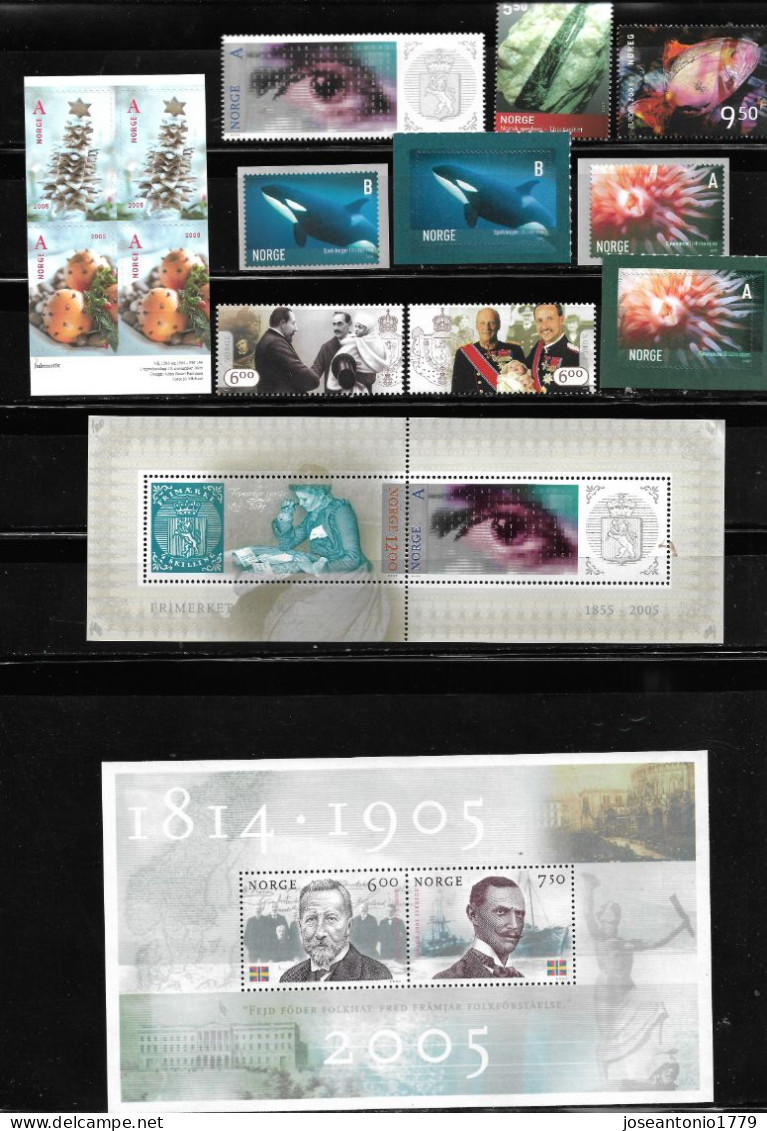 NORUEGA AÑO 2005 COMPLETO, CON SERIES Y HOJAS BLOQUE. MNH - Other & Unclassified