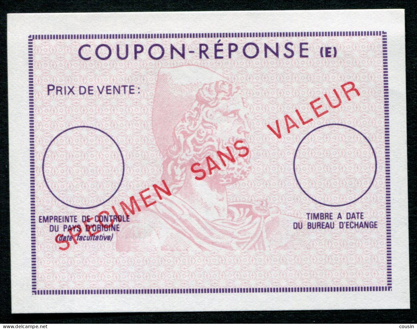 SPÉCIMEN  Coupon-Réponse Régime "E"  Sans Valeur Faciale Et Sans Mention France ! - Reply Coupons