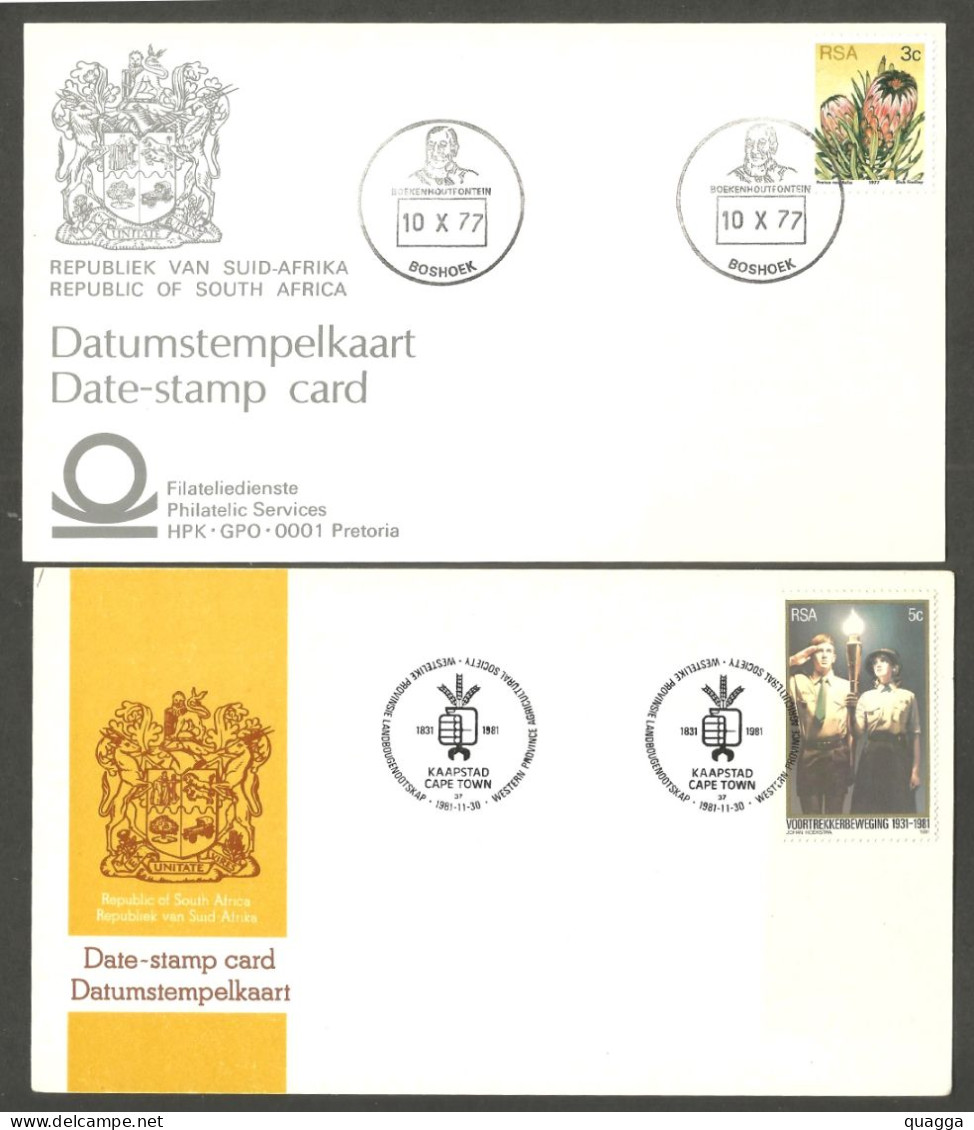 South Africa 1977, 1981 Date-stamp Cards. - Lettres & Documents