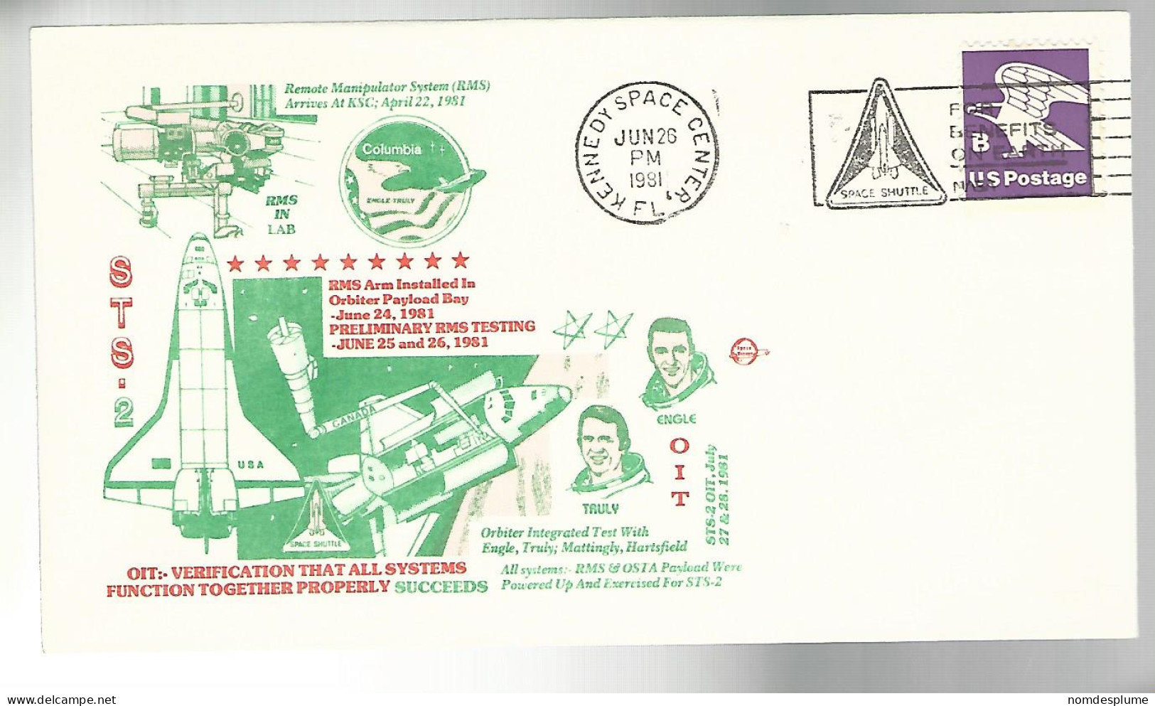 53331 ) USA FDC Postmark Kennedy Space Center 1981 Orbiter Arm - 1981-1990