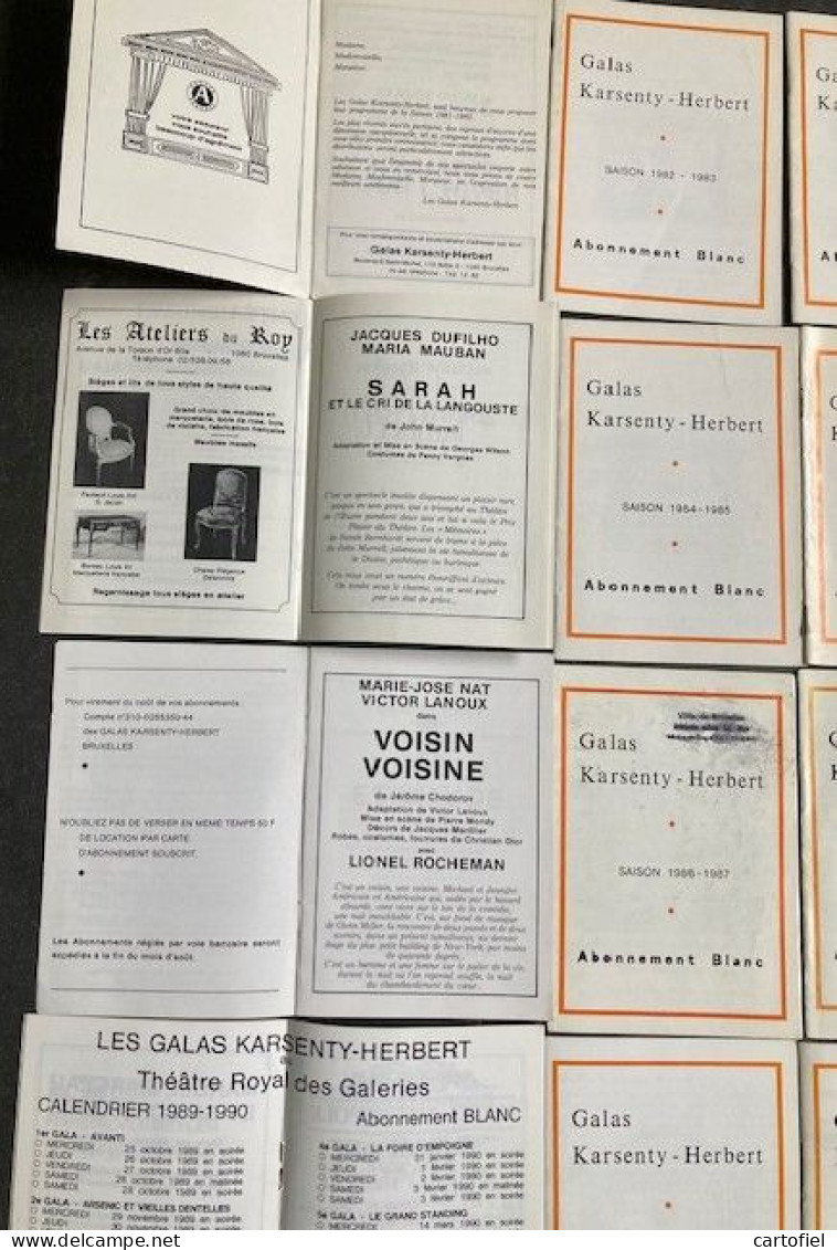 THEATRE-GALAS-KARSENTY-HERBERT-BRUXELLES-THEATRE ROYAL DES GALERIES-COLLECTION-PROGRAMMES-23 PIECES-en Tres Bonne Etat - Programas