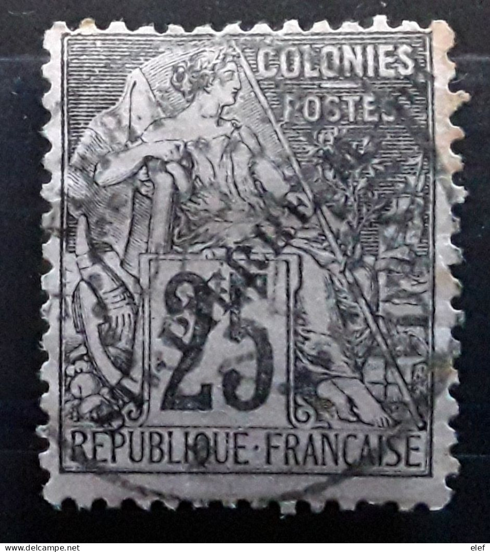 ST SAINT PIERRE ET MIQUELON 1891 , Type ALPHEE DUBOIS SURCHARGÉ Yvert No 25,  25 C Noir Sur Rose O TB - Used Stamps