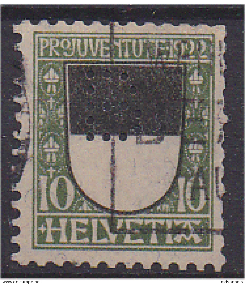 Suisse 1922 N° 189 Pour La Jeunesse Perforé B Scan Recto Verso - Perforés