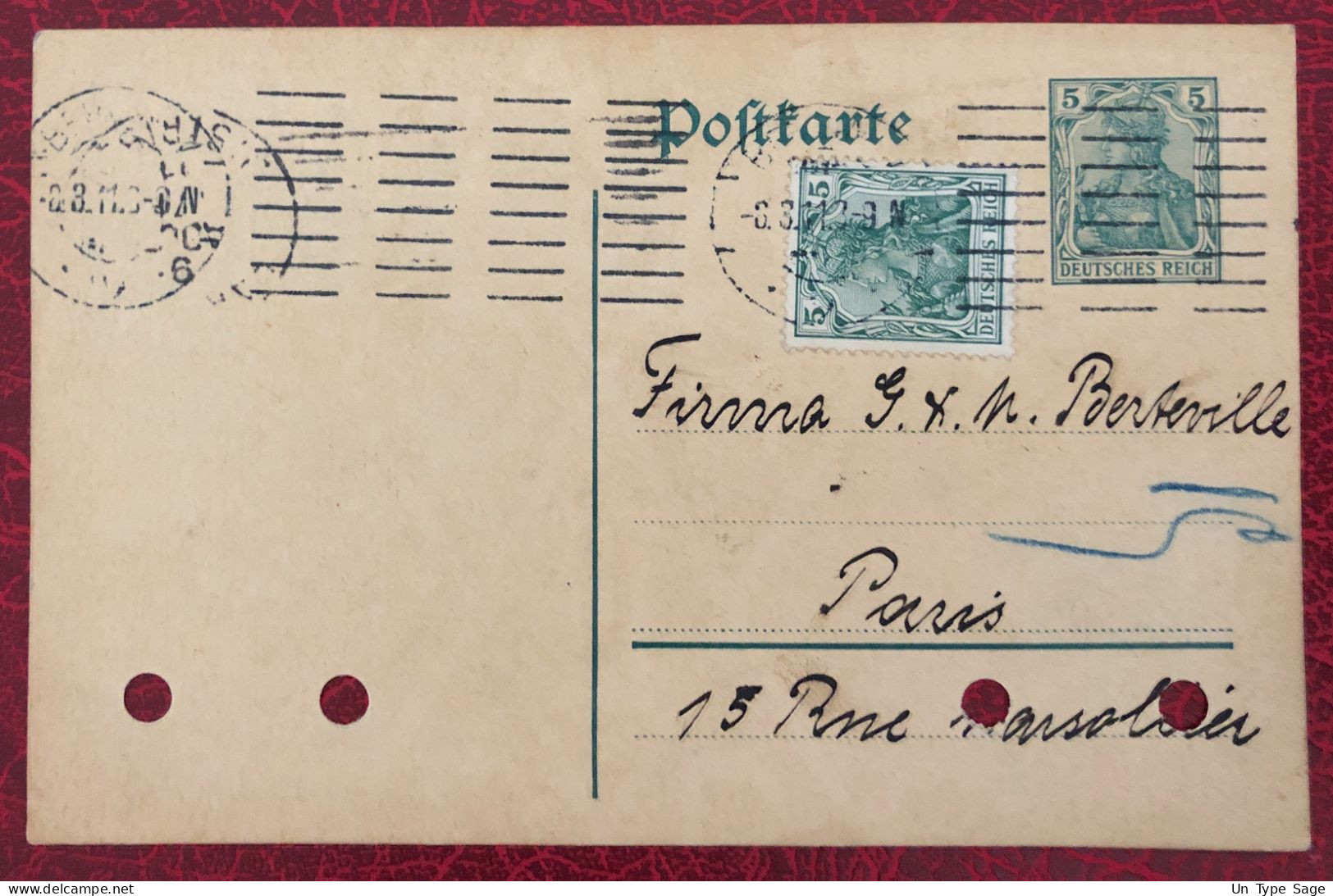 Allemagne, Entier-Carte (agrafe), Cachet Berlin 8.8.1911 - (C238) - Tarjetas