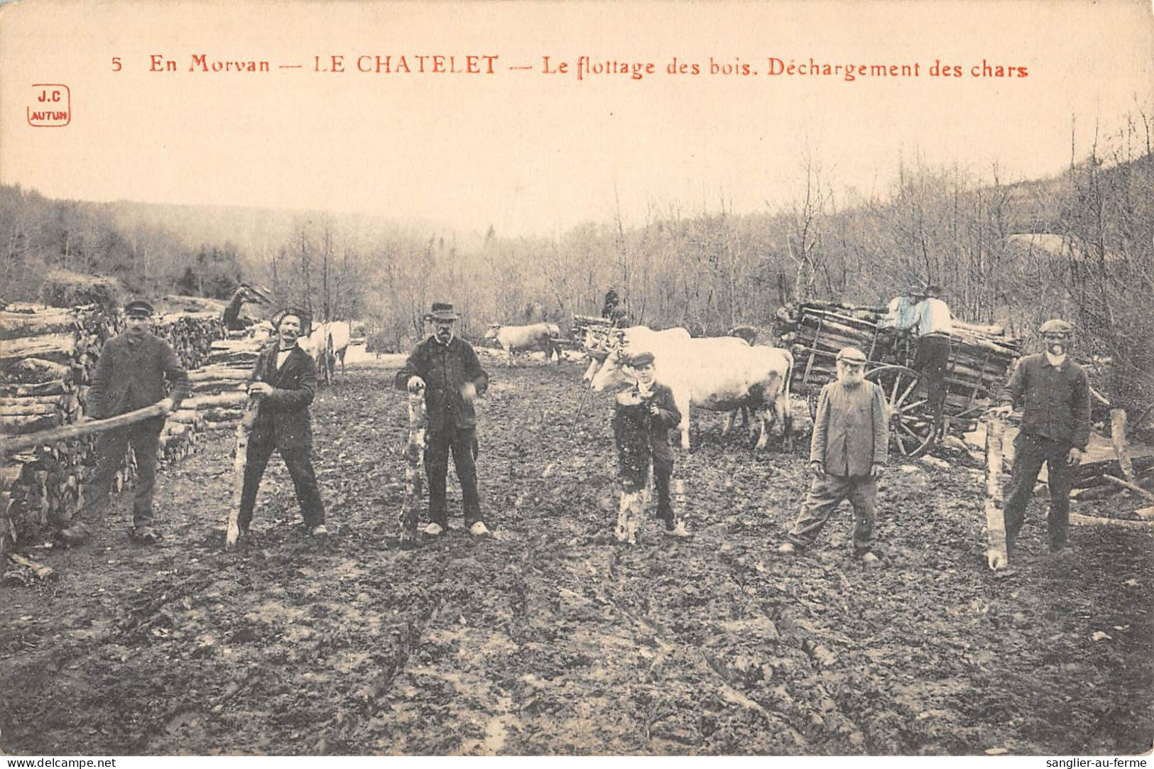 CPA 58 EN MORVAN / LE CHATELET / LE FLOTTAGE DES BOIS / DECHARGEMENT DES CHARS - Autres & Non Classés