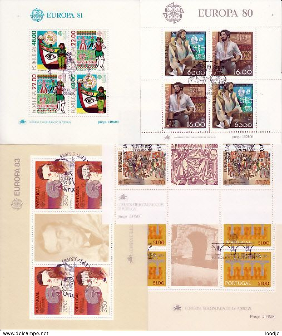 Portugal   Europa Cept Blokken 1980 T.m. 1984 Gestempeld - Colecciones