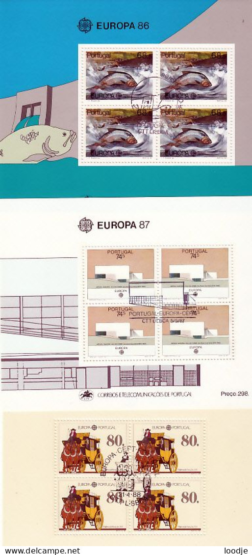 Portugal   Europa Cept Blokken 1986 T.m. 1988 Gestempeld - Collections