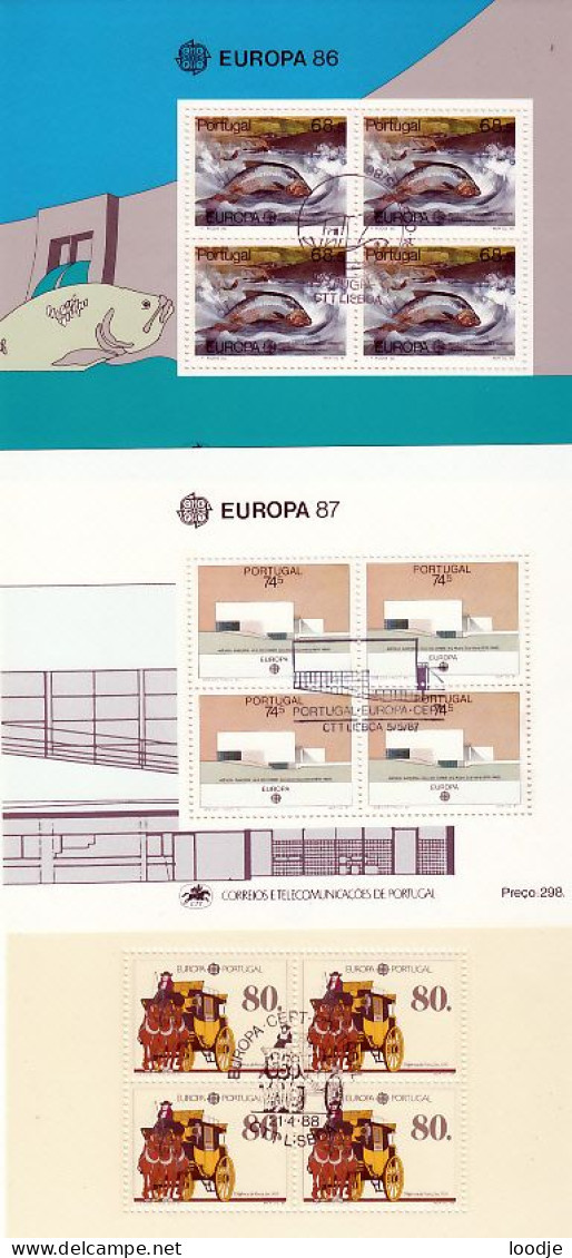 Portugal   Europa Cept Blokken 1986 T.m. 1988 Gestempeld - Colecciones