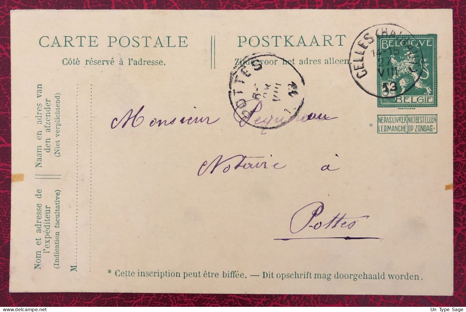 Belgique, Entier-Carte, Cachet Celles 27.8.1913 - (C269) - Altri & Non Classificati