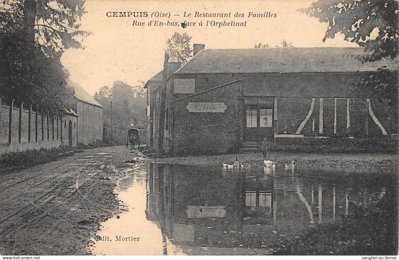 CPA 60 CEMPUIS / LE RESTAURANT DES FAMILLES / RUE D'EN BAS FACE A L'ORPHELINAT / Cliché Rare - Altri & Non Classificati