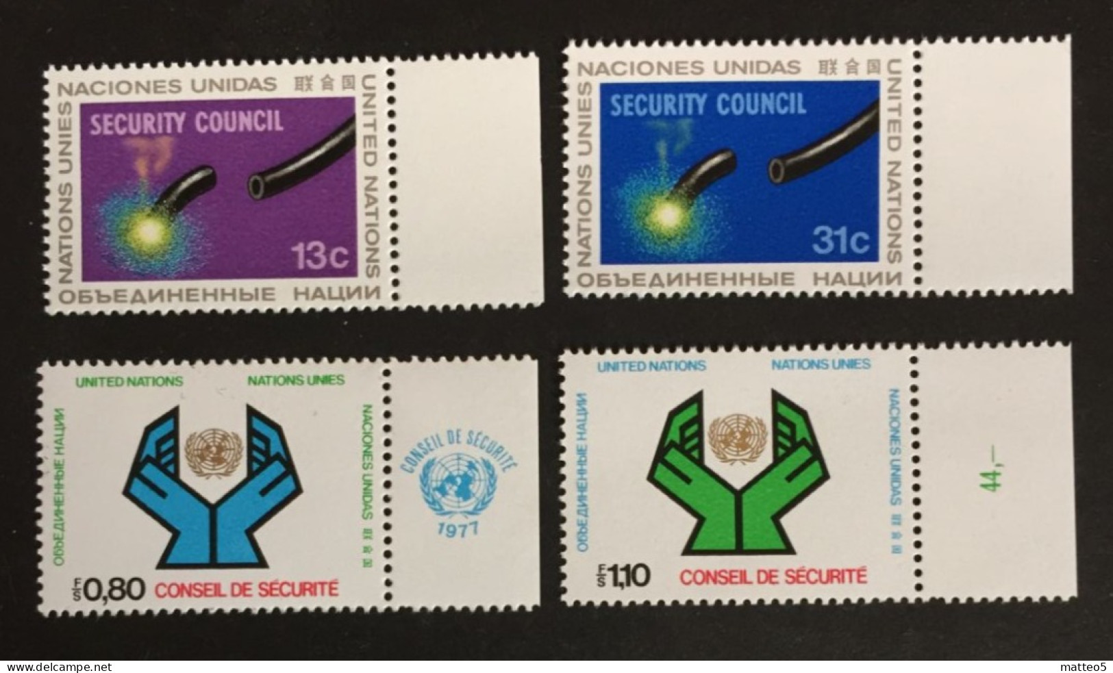 1977 - United Nations UNO UN - Security Council - 4 Stamps Unused - Ongebruikt