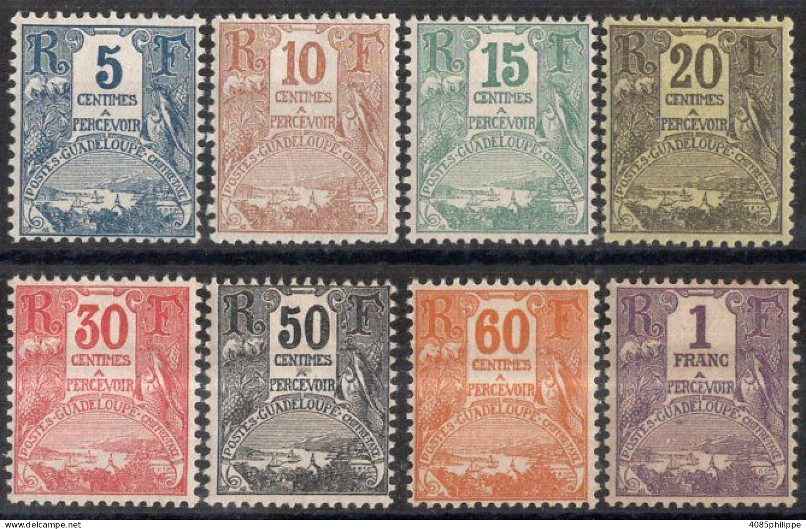 Guadeloupe Timbres-Taxe N°15 à 22* Neufs Charnières TB Cote 19€00 - Impuestos