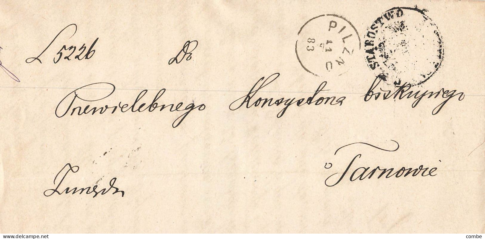 LETTRE. 1883. PILZNO. STAROSTWO POUR TARNOW - ...-1860 Prefilatelia