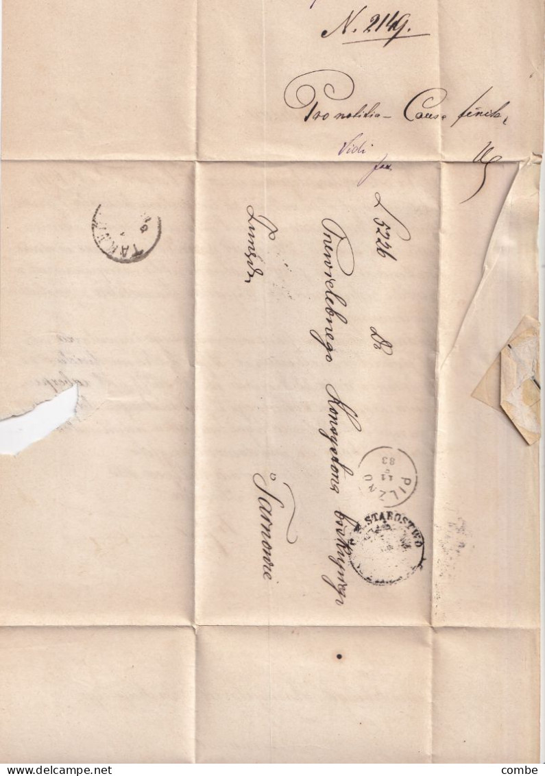 LETTRE. 1883. PILZNO. STAROSTWO POUR TARNOW - ...-1860 Préphilatélie