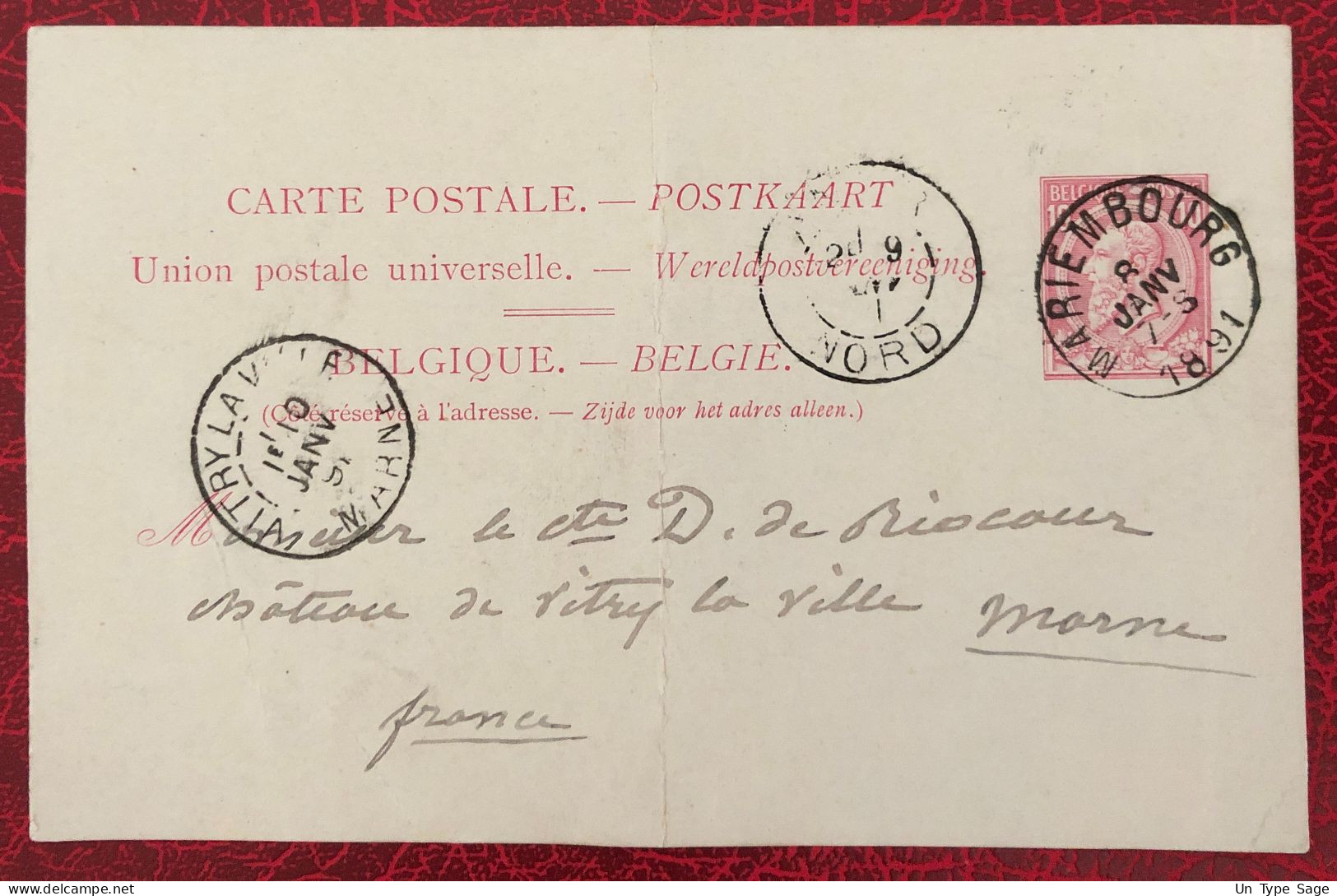 Belgique, Entier-Carte (pli), Cachet Mariembourg 8.1.1891 - (C291) - Autres & Non Classés