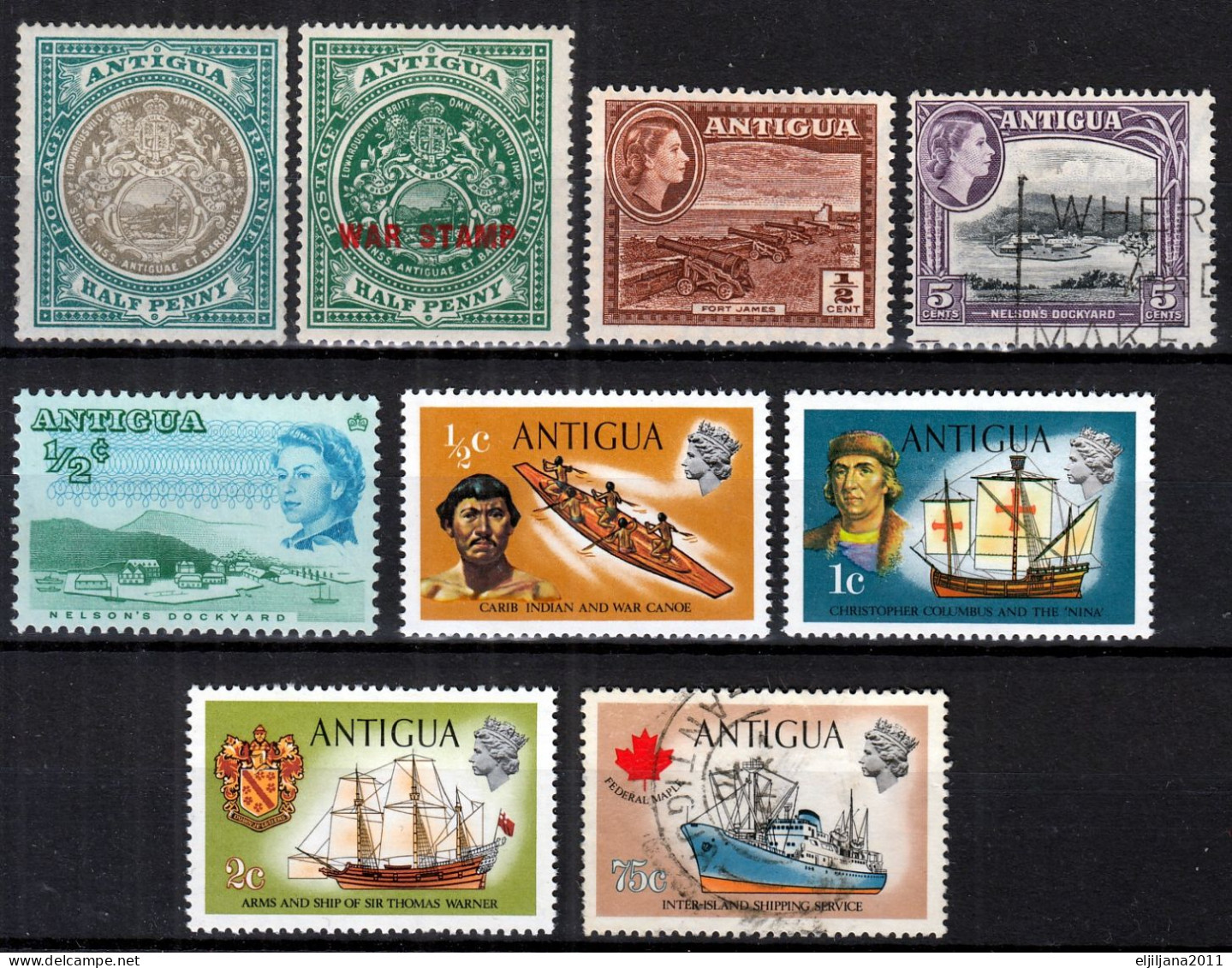 Action !! SALE !! 50 % OFF !! ⁕ ANTIGUA 1903 - 1970 ⁕ Small Collection / Lot QEII. ⁕ 9v MH/used - 1858-1960 Crown Colony