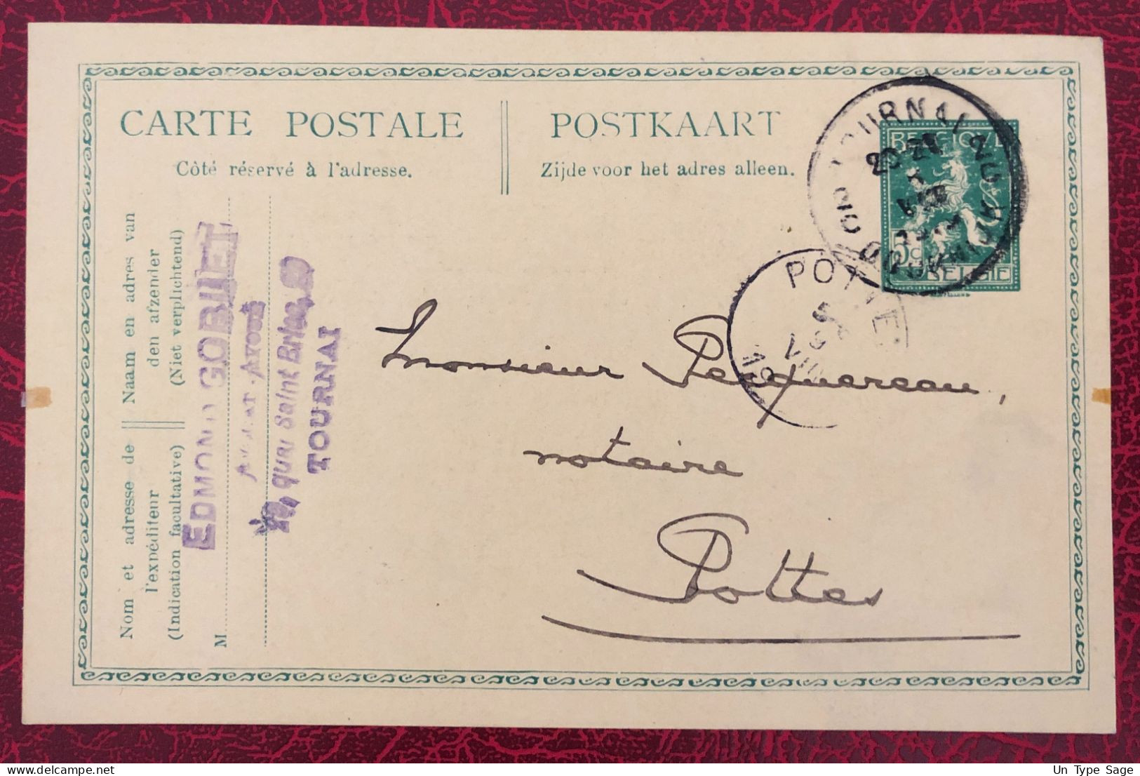 Belgique, Entier-Carte, Cachet Tournai 8.8.1919 - (C309) - Altri & Non Classificati