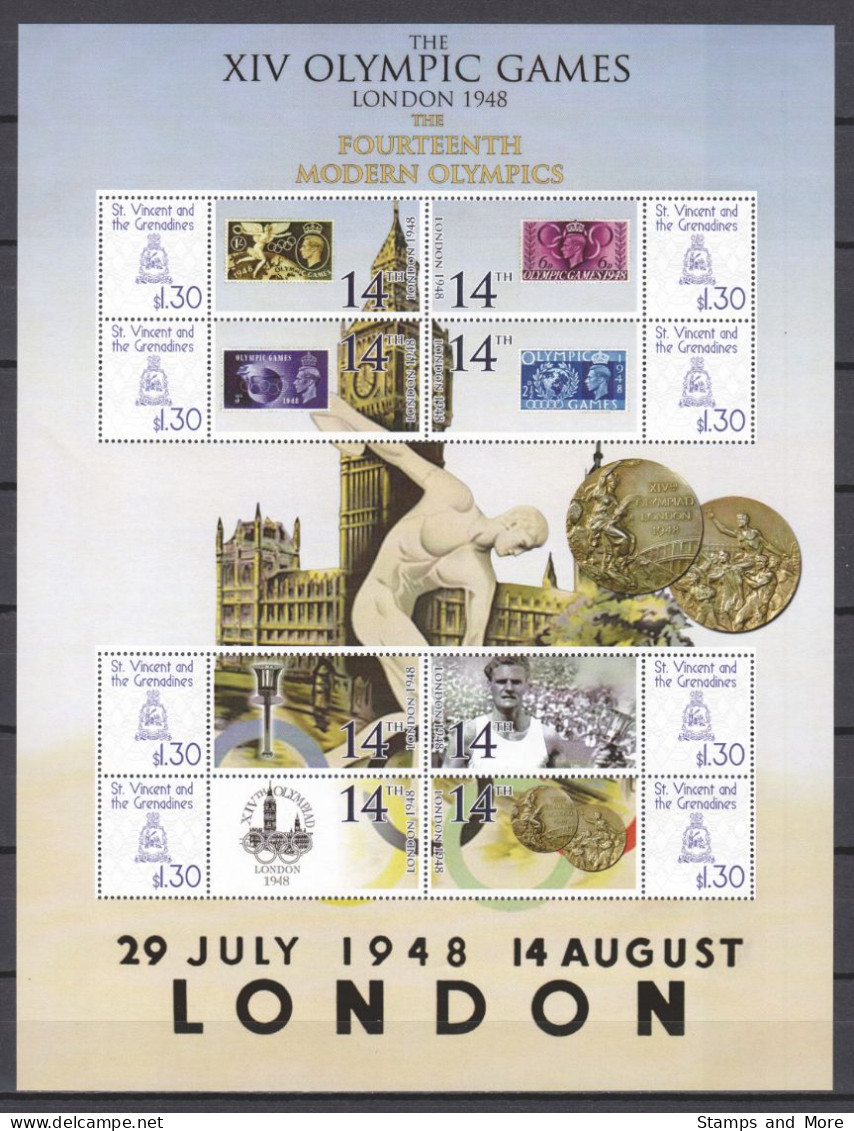 St Vincent Grenadines - SUMMER OLYMPICS LONDON 1948 - Large MNH Sheet - Summer 1948: London