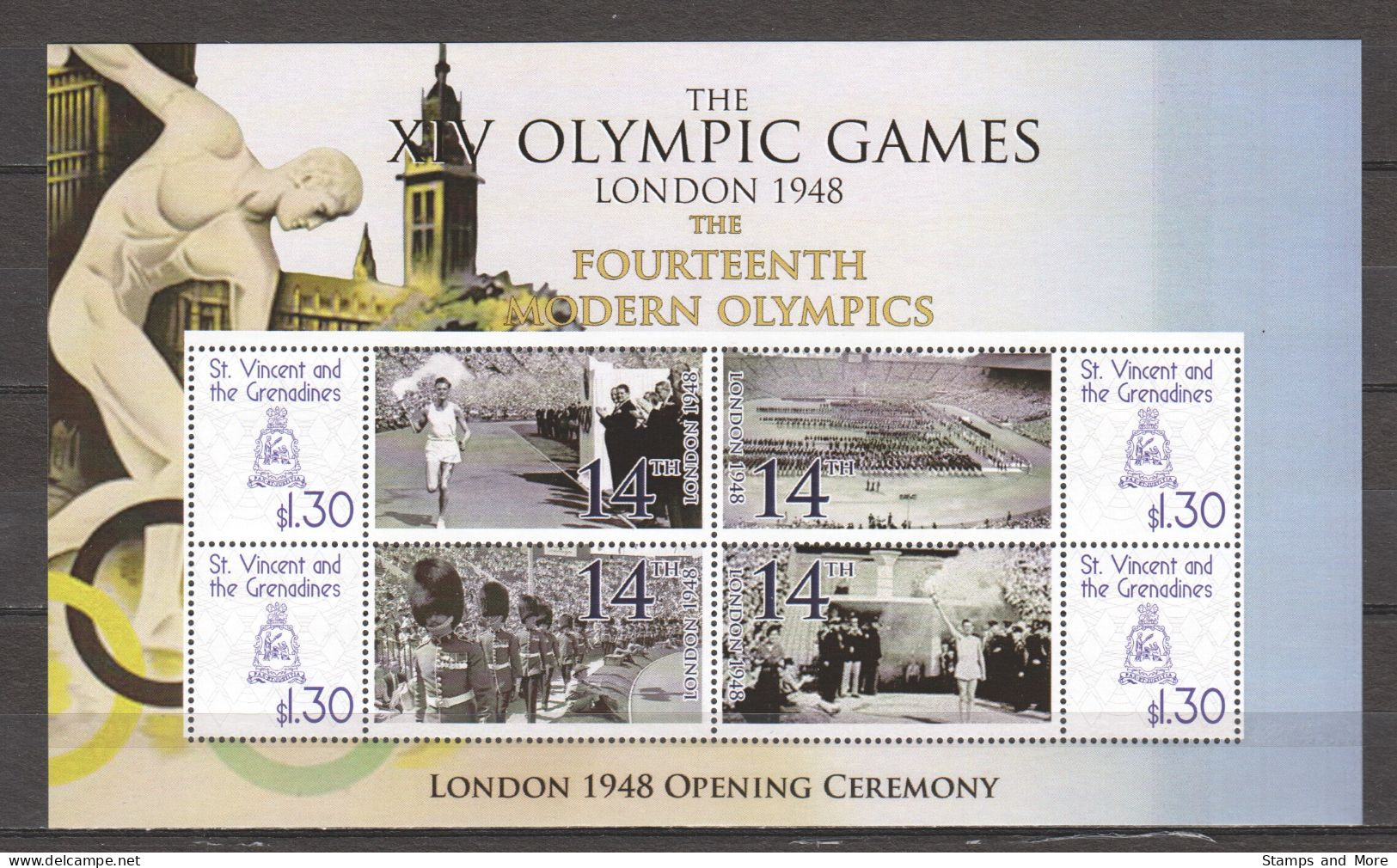 St Vincent Grenadines - SUMMER OLYMPICS LONDON 1948 - Set 2 Of 2 MNH Sheets - Summer 1948: London