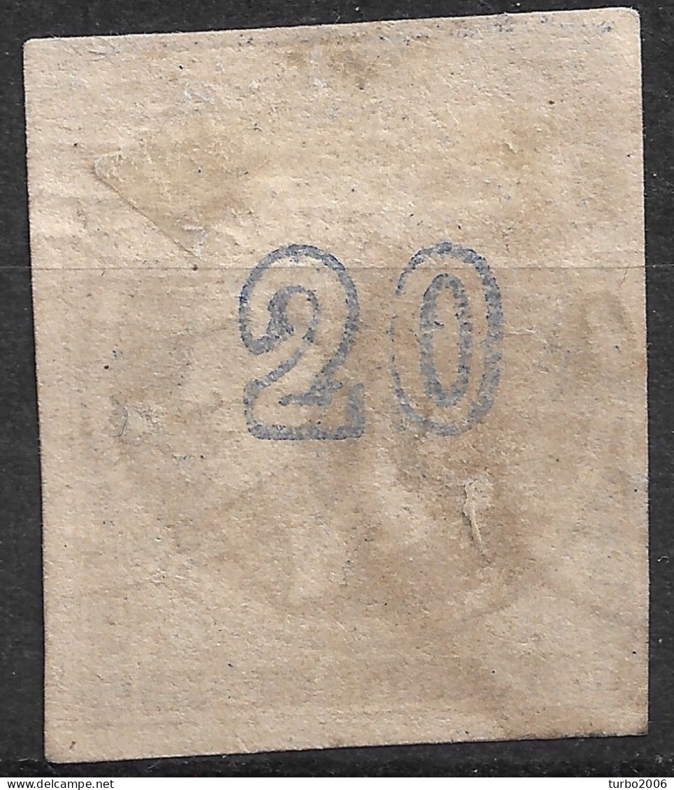 Plateflaw CF 2 On GREECE 1875-80 Large Hermes Head On Cream Paper 20 L Ultramarine Vl. 65 D / H 51 F Postion 2 - Errors, Freaks & Oddities (EFO)