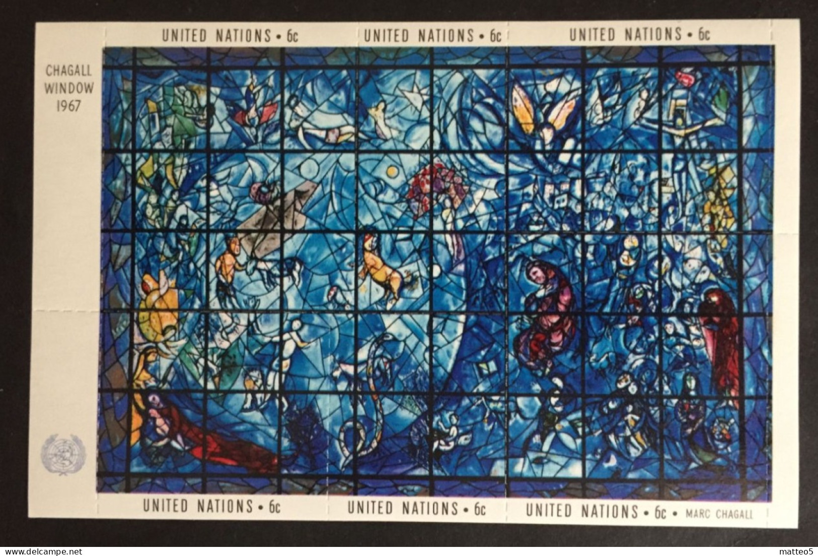 1967 - United Nations UNO UN - Marc Chagall - Window - Stained Glass Painting Art - Sheet - Unused - Neufs