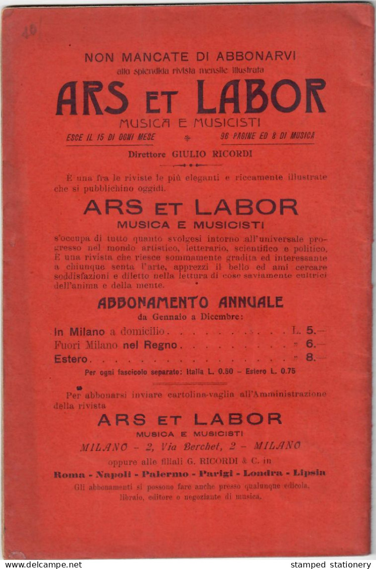 IL MATRIMONIO SEGRETO - D. CIMAROSA / G. BERTATI LIBRETTO D'OPERA - MILANO TEATRO ALLA SCALA STAGIONE 1910-1911 - Theatre