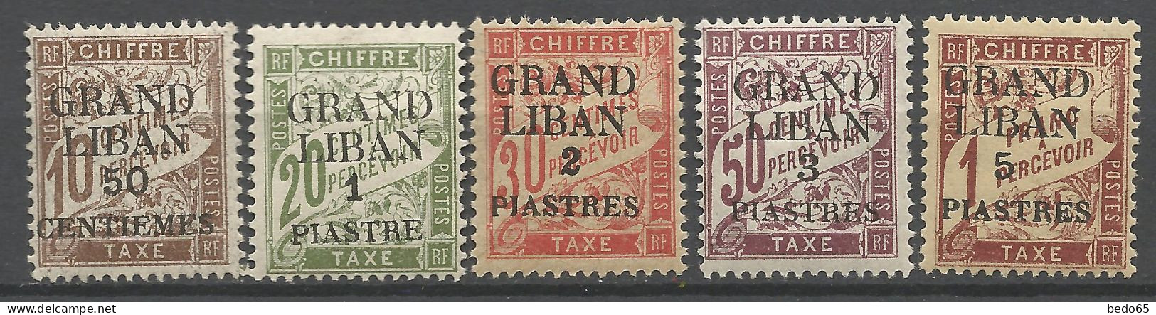 GRAND LIBAN TAXE Série Complète  N° 1 à 5 NEUF* AVEC OU TRACE DE CHARNIERE  / Hinge  / MH - Timbres-taxe