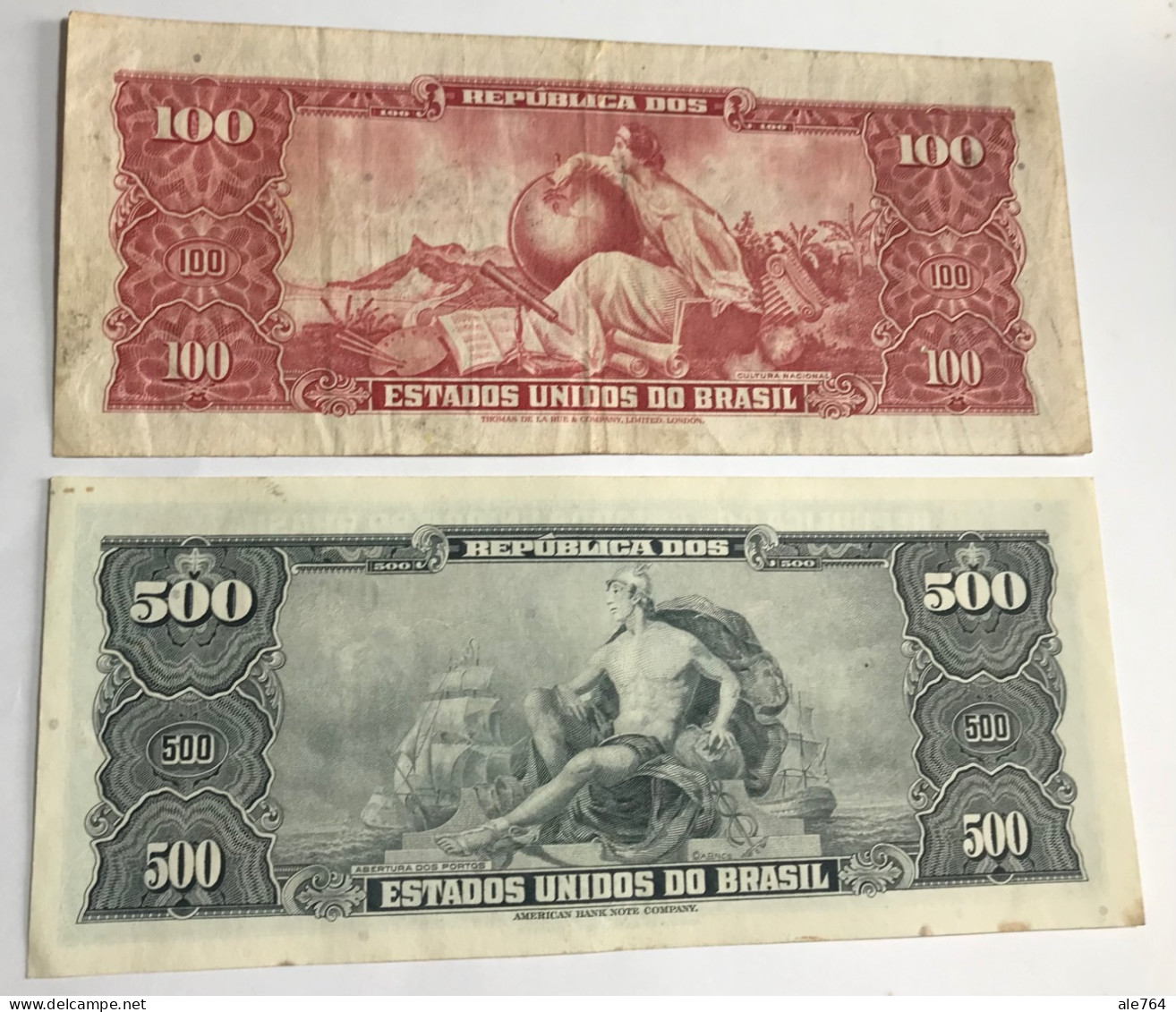 Brasil Banknotes Resellado 10 Y 50 Centavos, 1967 Serie 948a, 2224a, P185/6, XF, AU. - Brésil