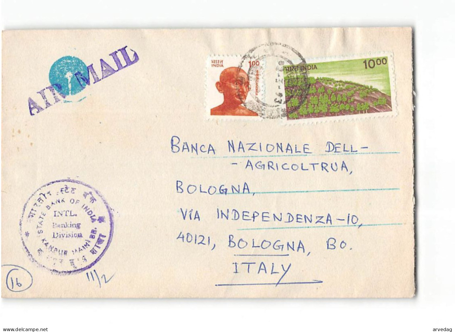 18038 AIR MAIL INDIA STATE BANK OF INDIA To  ITALY BOLOGNA - Corréo Aéreo