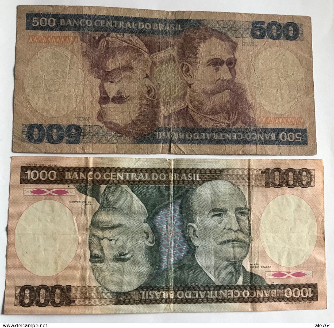 Brasil Banknotes 100 Cruzeiros (2) Dif.Firmas, P198, 500,1000 Cruzeiros 1981, P 200/1. - Brésil