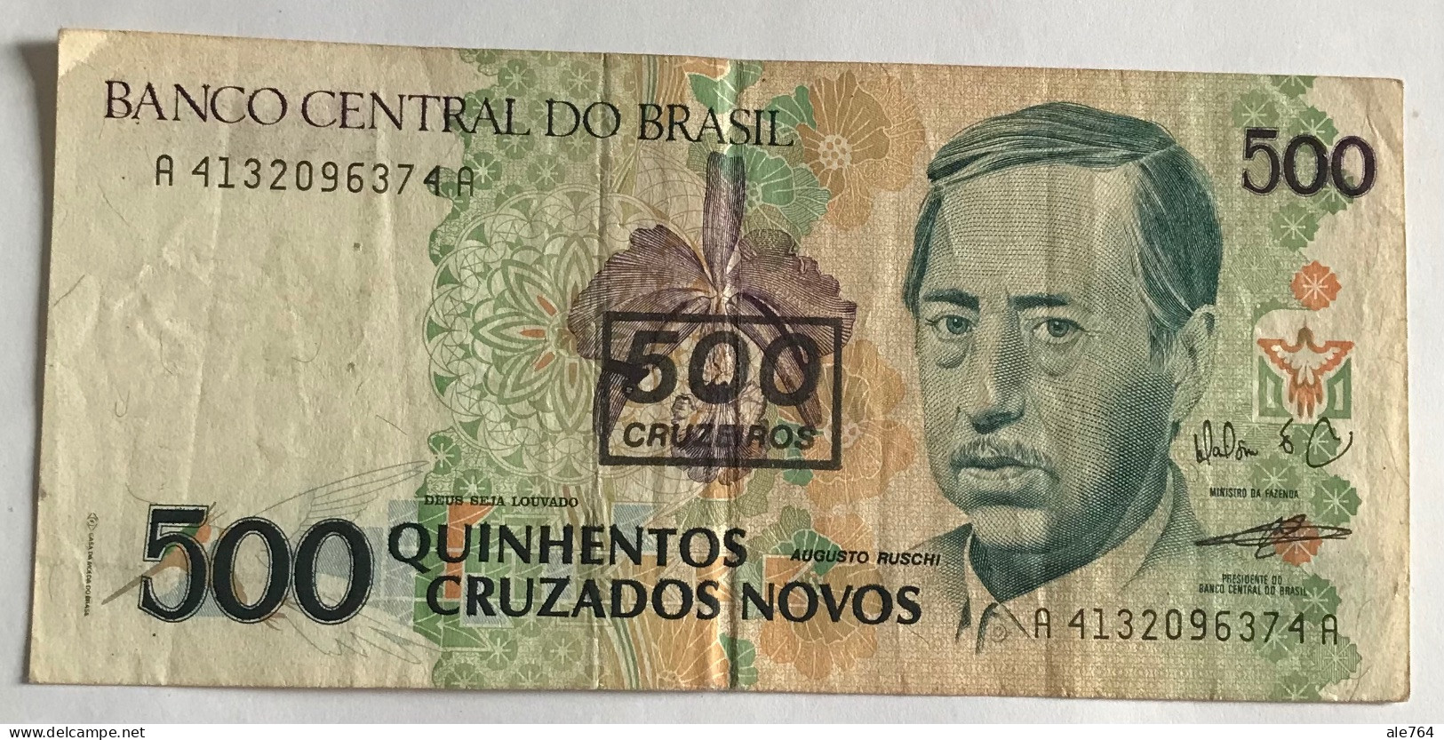 Brasil Banknotes 500 Cruzeiros Resellado, 1990, P 226 - Brésil