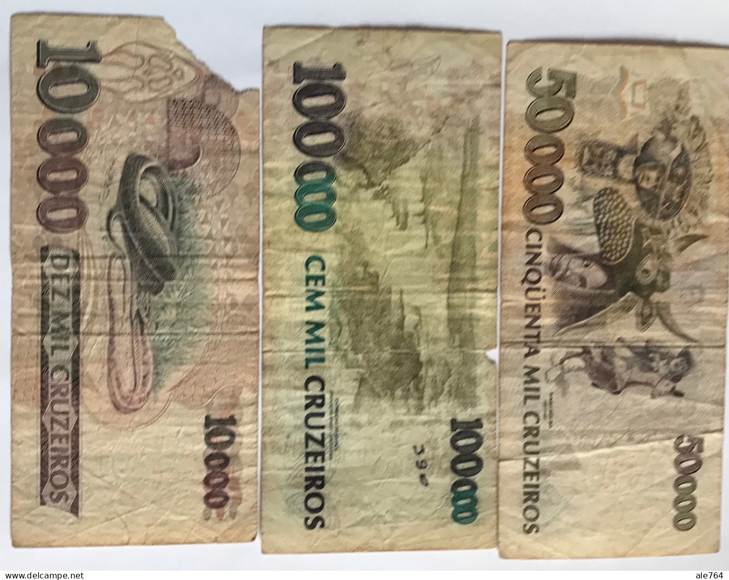 Brasil Banknotes 50000,100000,10000 Cruzeiros, 1992, P 234/5, 233. - Brésil