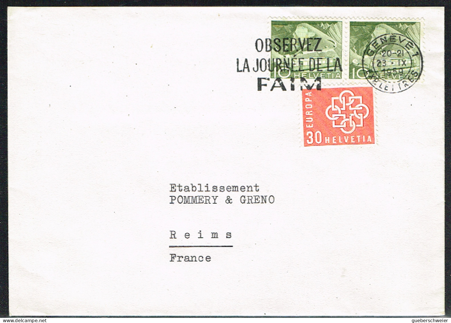 EUR 59 L5 - SUISSE N° 630 EUROPA Sur Lettre Pour Reims - 1959
